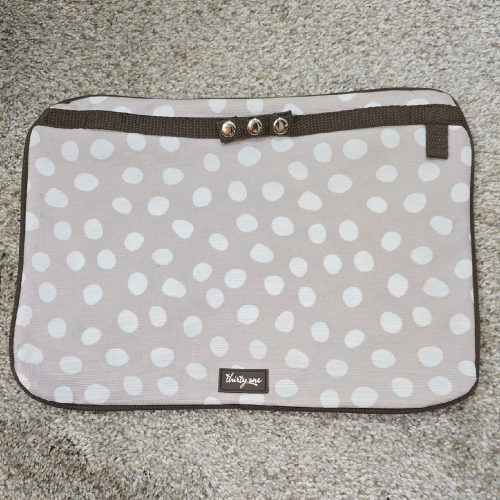 Thirty-One Beige and White Polka Dot Laptop Bag